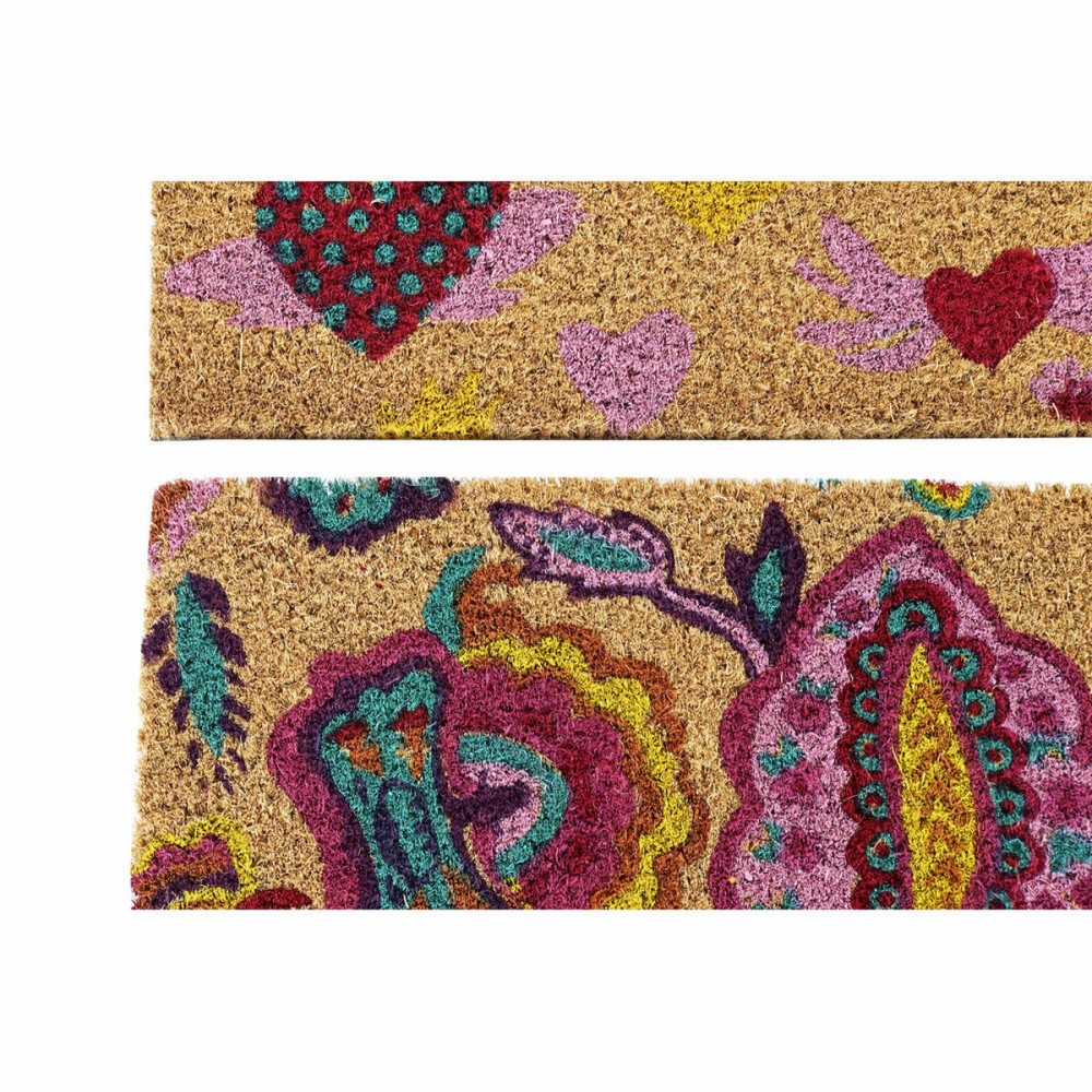 Paillasson DKD Home Decor Caoutchouc Multicouleur 2 Unités Fibres de coco (60 x 40 x 1,5 cm)