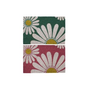 Fußmatte DKD Home Decor Rosa Gummi Minze Weiß Gelb 2 Stück Kokosnuss Faser (60 x 40 x 0,5 cm)