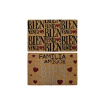 Paillasson DKD Home Decor Rouge Noir Marron Caoutchouc 2 Unités Urbaine Fibres de coco (60 x 40 x 1,5 cm)