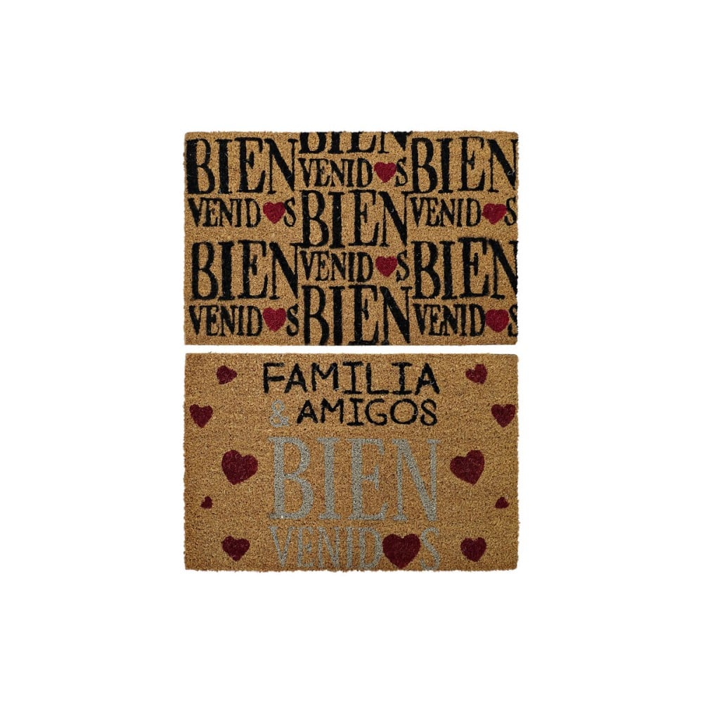 Fußmatte DKD Home Decor Rot Schwarz Braun Gummi 2 Stück Urban Kokosnuss Faser (60 x 40 x 1,5 cm)