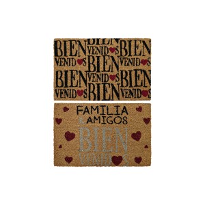 Paillasson DKD Home Decor Rouge Noir Marron Caoutchouc 2 Unités Urbaine Fibres de coco (60 x 40 x 1,5 cm)