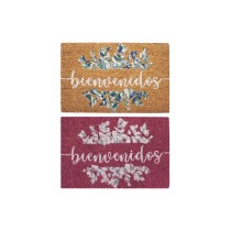 Fußmatte DKD Home Decor Grau Rosa Braun Gummi Weiß 2 Stück Kokosnuss Faser (60 x 40 x 1,5 cm)