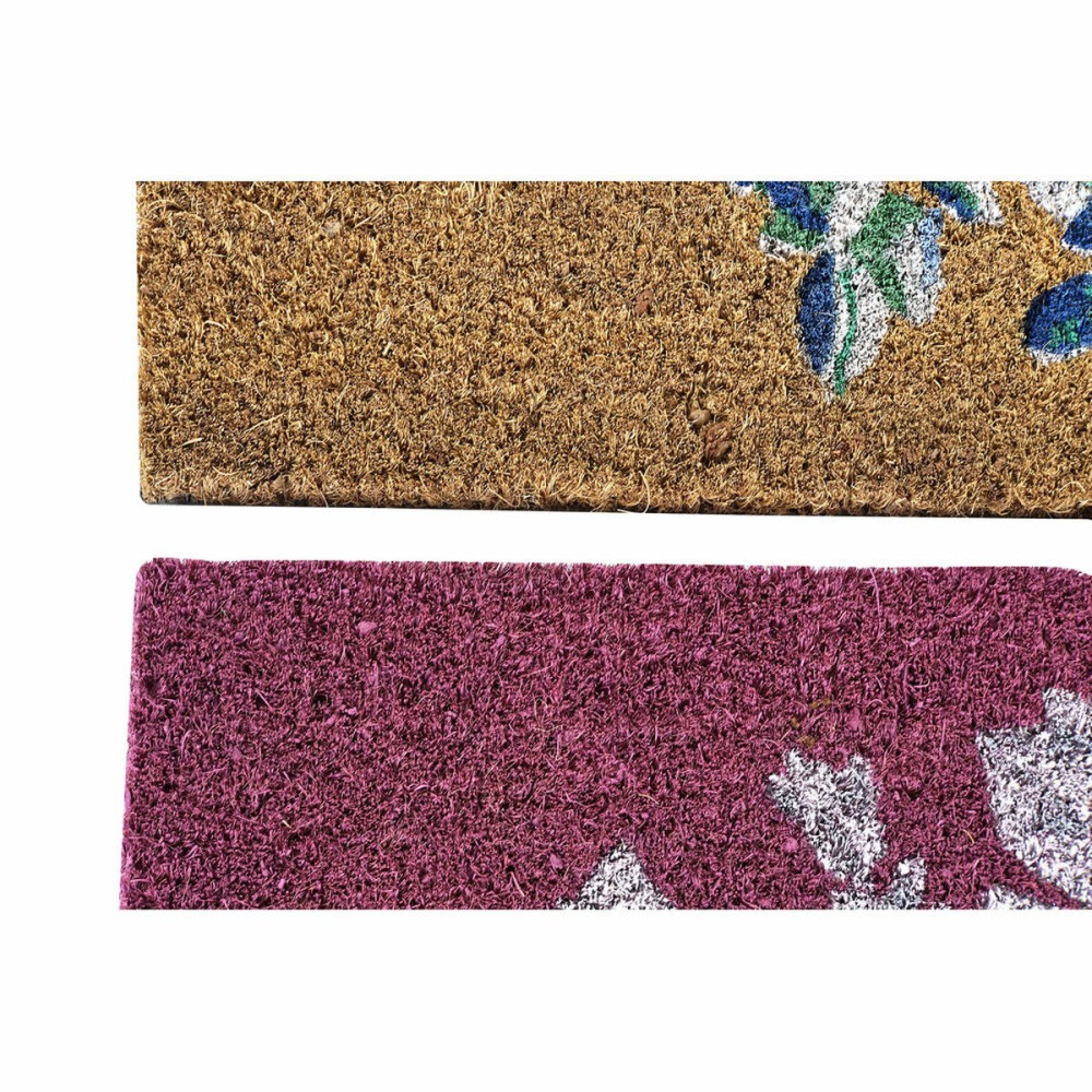 Paillasson DKD Home Decor Gris Rose Marron Caoutchouc Blanc 2 Unités Fibres de coco (60 x 40 x 1,5 cm)