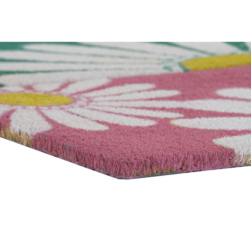 Fußmatte DKD Home Decor Rosa Gummi Minze Weiß Gelb 2 Stück Kokosnuss Faser (60 x 40 x 0,5 cm)
