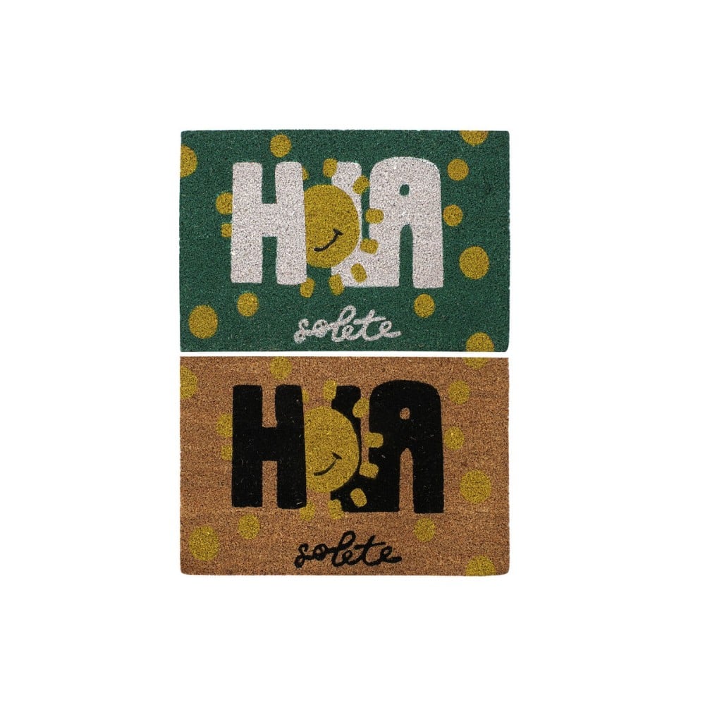 Fußmatte DKD Home Decor Schwarz Braun Gummi Weiß grün 2 Stück Kokosnuss Faser (60 x 40 x 1,5 cm)