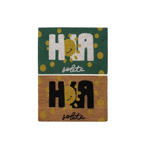 Fußmatte DKD Home Decor Schwarz Braun Gummi Weiß grün 2 Stück Kokosnuss Faser (60 x 40 x 1,5 cm)