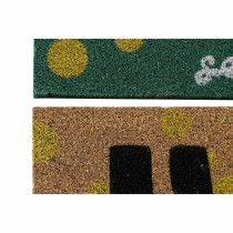Paillasson DKD Home Decor Noir Marron Caoutchouc Blanc Vert 2 Unités Fibres de coco (60 x 40 x 1,5 cm)