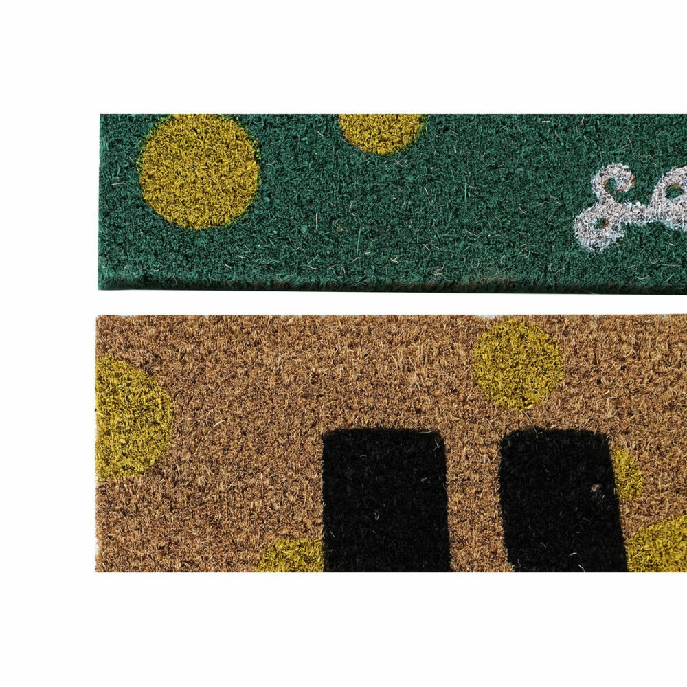 Paillasson DKD Home Decor Noir Marron Caoutchouc Blanc Vert 2 Unités Fibres de coco (60 x 40 x 1,5 cm)