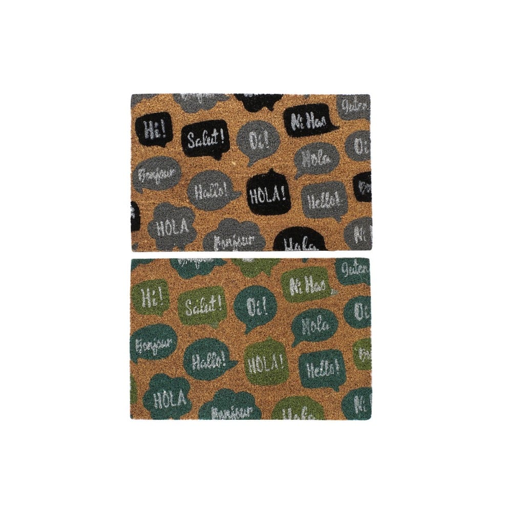 Fußmatte DKD Home Decor Schwarz Grau Braun Gummi Minze 2 Stück Kokosnuss Faser (60 x 40 x 1,5 cm)