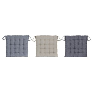 Coussin de chaise DKD Home Decor Beige Bleu Polyester Coton Aluminium Blue marine méditerranéen (3) (38 x 38 x 6 cm) (3 Unités)