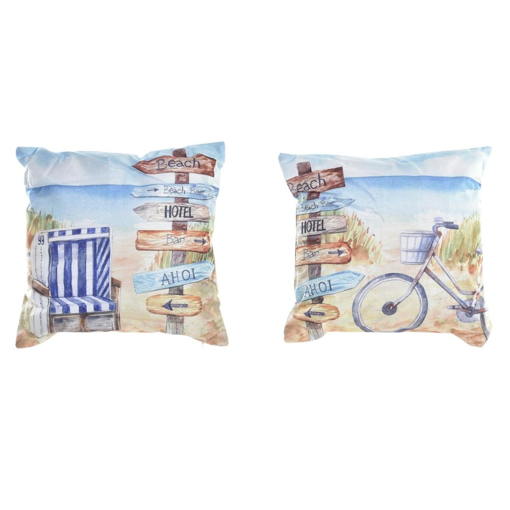 Kissen DKD Home Decor Strand Polyester Aluminium Bunt Mediterraner (45 x 10 x 45 cm) (2 Stück)