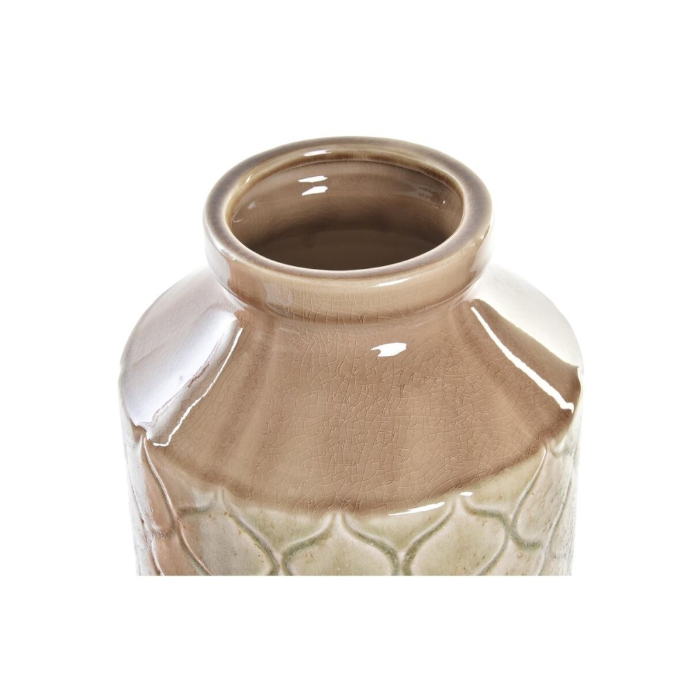 Vase DKD Home Decor Porcelain Orange Green (20 x 20 x 35 cm) (2 Units)