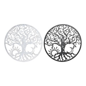 Wanddekoration DKD Home Decor Schwarz Metall Weiß Indianer Mond (2 Stück) (60 x 1 x 60 cm)