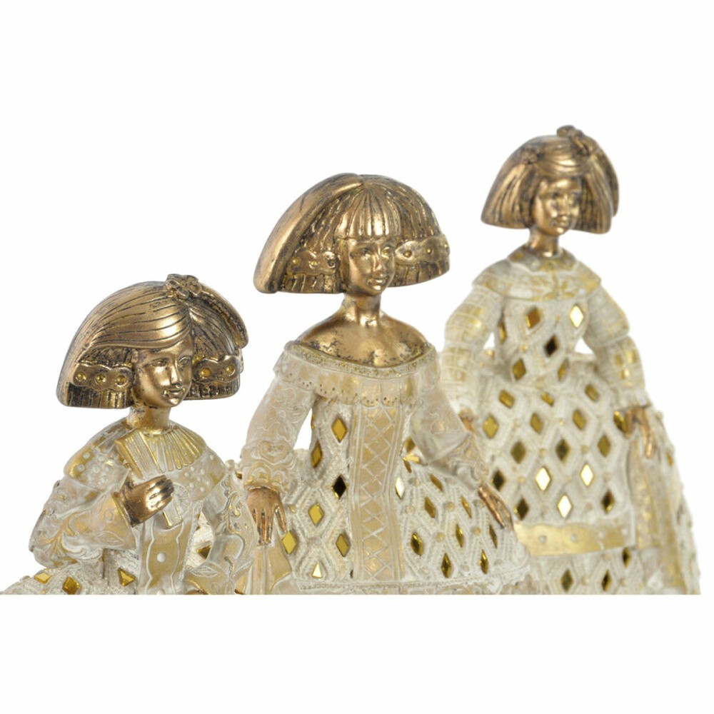Figurine Décorative DKD Home Decor Miroir Beige Doré Résine Dame Traditionnel (18 x 13 x 23 cm) (3 Unités)