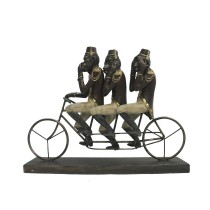 Deko-Figur DKD Home Decor Affe Dreirad Schwarz Gold Metall Harz Kolonial Affen (40 x 9 x 31 cm)