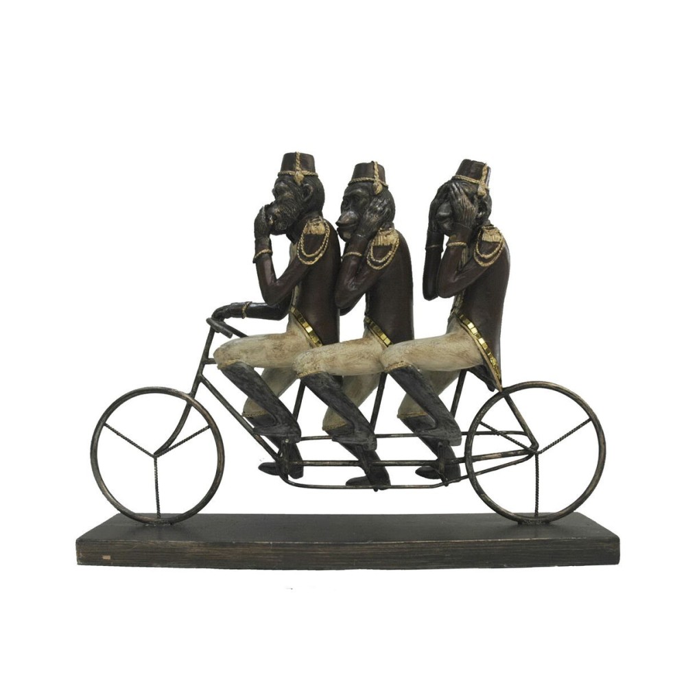 Deko-Figur DKD Home Decor Affe Dreirad Schwarz Gold Metall Harz Kolonial Affen (40 x 9 x 31 cm)
