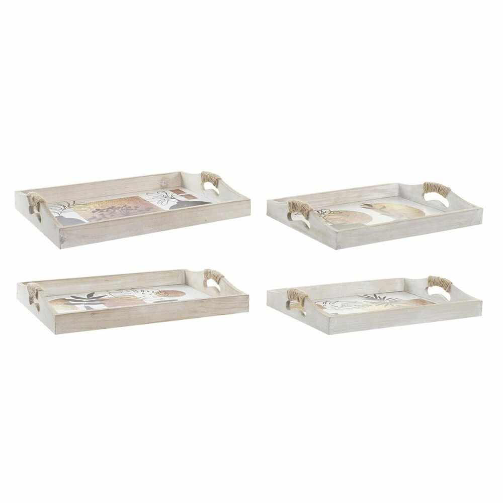 Set of trays DKD Home Decor White Black Golden MDF Wood 40 x 30 x 6 cm (2 Units)