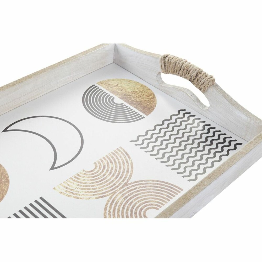 Set of trays DKD Home Decor White Black Golden MDF Wood 40 x 30 x 6 cm (2 Units)
