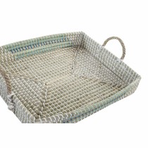 Set of trays DKD Home Decor White Turquoise Natural 48 x 38 x 15 cm (2 Units)
