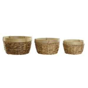 Korb-Set DKD Home Decor Braun natürlich Bambus Binsen Tropical 40 x 40 x 23 cm 3 Stücke