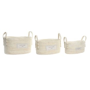 Korb-Set DKD Home Decor natürlich Hellbraun Naturfaser Boho 34 x 23 x 20 cm 3 Stücke