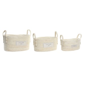 Set de basket DKD Home Decor Naturel Marron Clair Fibre naturelle Boho 34 x 23 x 20 cm 3 Pièces
