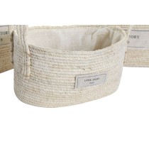 Set de basket DKD Home Decor Naturel Marron Clair Fibre naturelle Boho 34 x 23 x 20 cm 3 Pièces