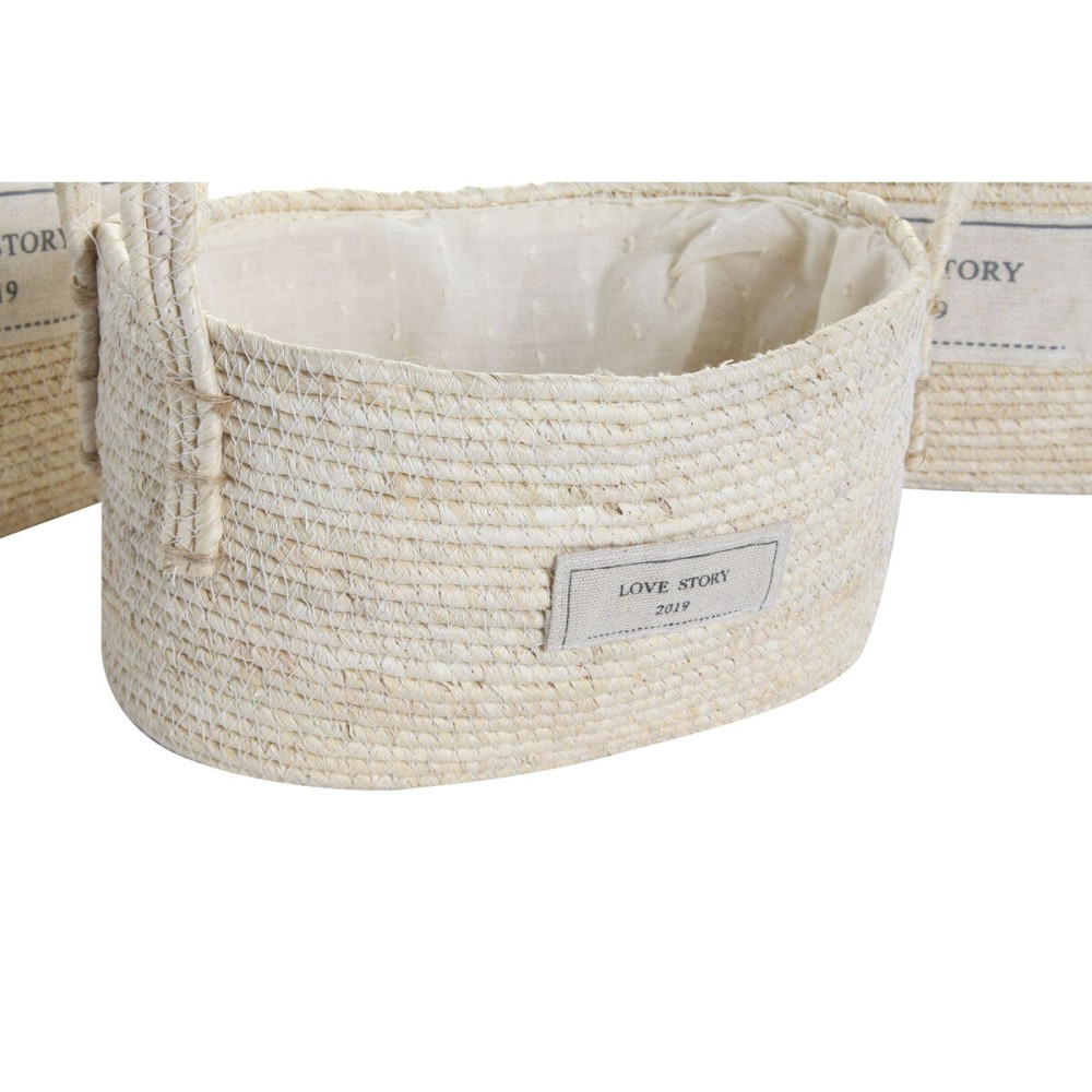 Set de basket DKD Home Decor Naturel Marron Clair Fibre naturelle Boho 34 x 23 x 20 cm 3 Pièces