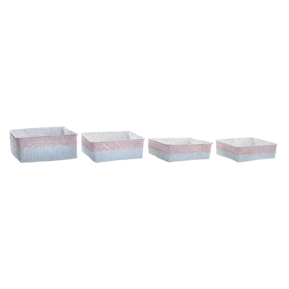 Korb-Set DKD Home Decor Naturfaser Mediterraner Boho 26 x 26 x 9 cm 8,5 cm
