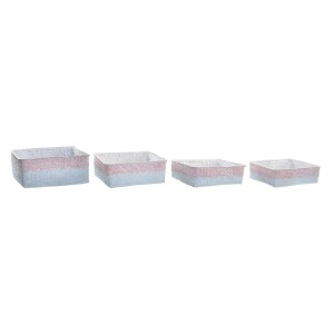 Set de basket DKD Home Decor Fibre naturelle méditerranéen Boho 26 x 26 x 9 cm 8,5 cm
