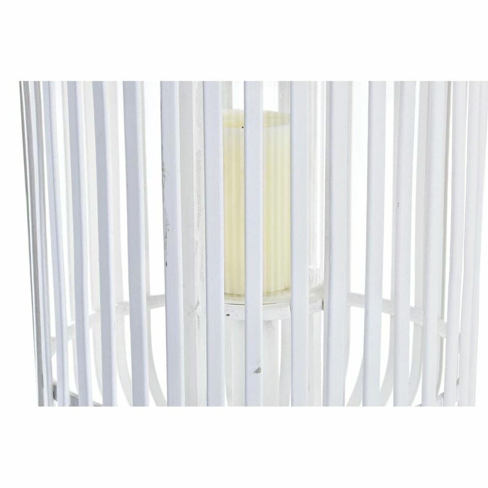 Lantern DKD Home Decor Crystal White Bamboo (28 x 28 x 47 cm)