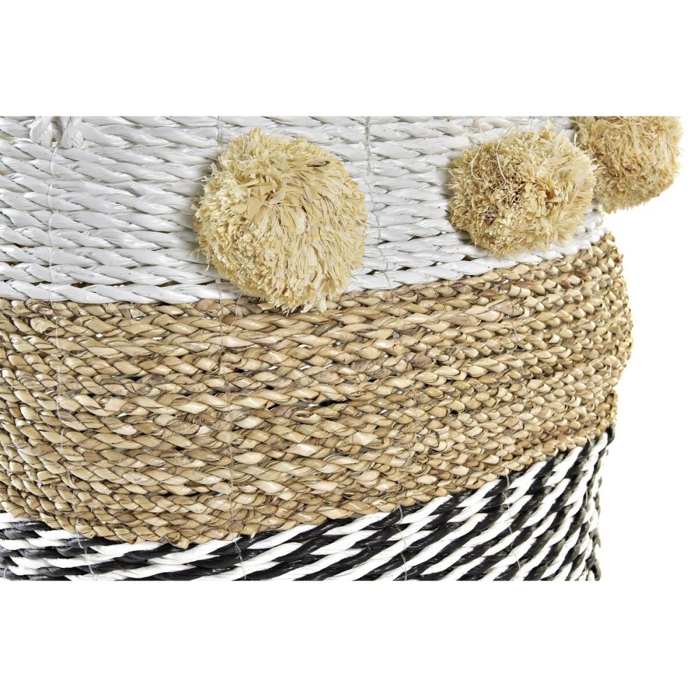 Set de basket DKD Home Decor Blanc Noir Beige Herbier marin 34 x 33 x 26 cm 2 Pièces