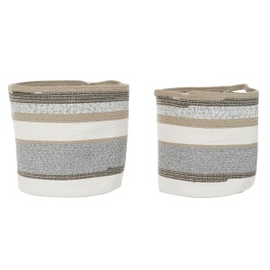 Korb-Set DKD Home Decor Weiß Grau natürlich Jute (2 Stücke)