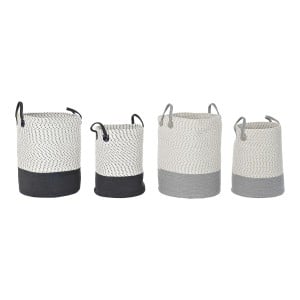 Korb-Set DKD Home Decor Weiß Grau Hellgrau (2 Stücke) (2 Stück)