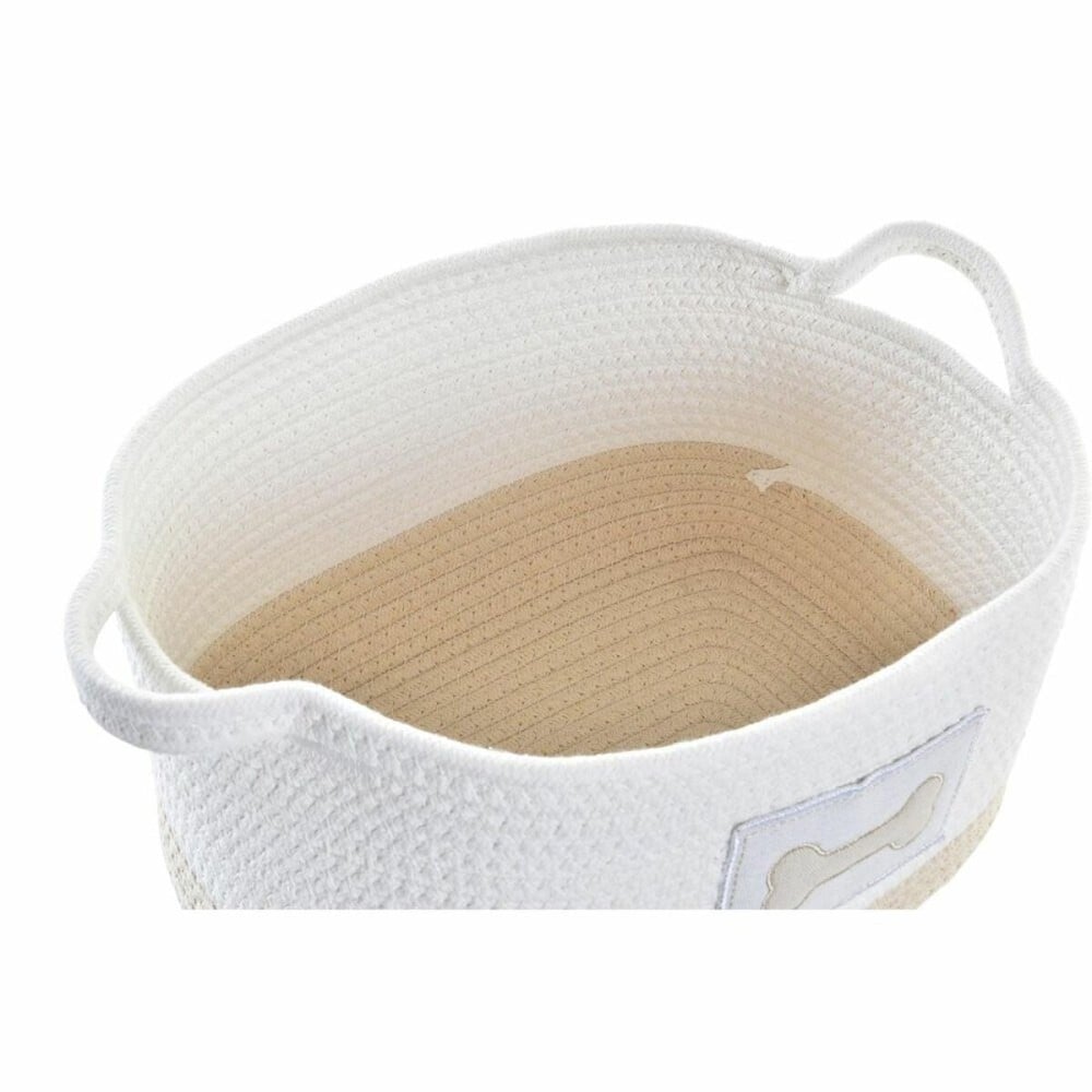 Set de basket DKD Home Decor Blanc Crème 43 x 30 x 23 cm 2 Pièces