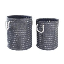 Set de basket DKD Home Decor Blanc Blue marine 39 x 31 x 31 cm 2 Pièces