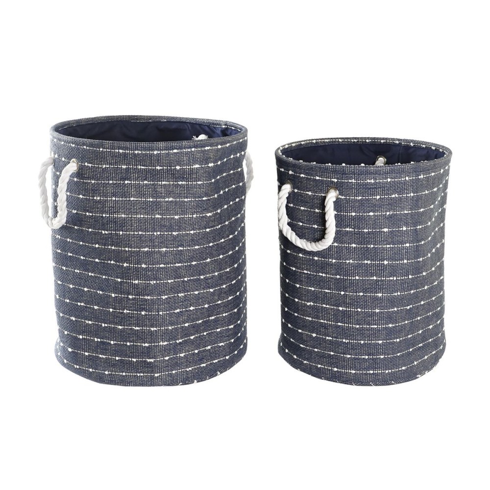 Korb-Set DKD Home Decor Weiß Marineblau 39 x 31 x 31 cm 2 Stücke
