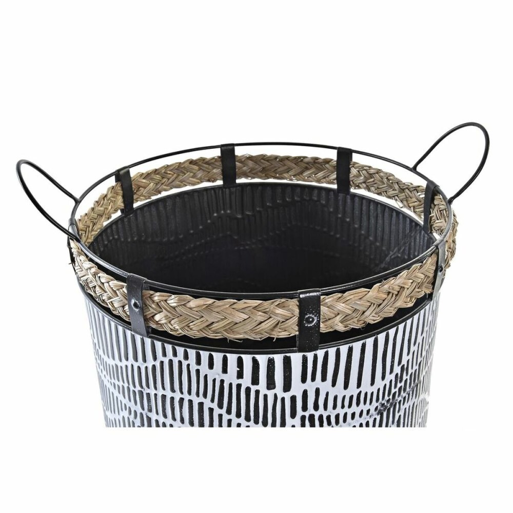 Korb-Set DKD Home Decor Weiß Braun Schwarz Schnur Eisen 4 Kg (2 Stücke)