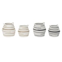 Set de basket DKD Home Decor Blanc Marron Gris Jute (2 Pièces) (2 Unités)
