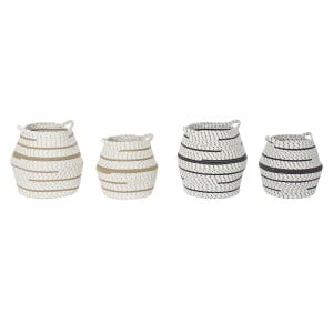Korb-Set DKD Home Decor Weiß Braun Grau Jute (2 Stücke) (2 Stück)