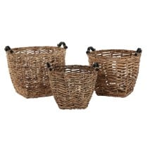 Set de basket DKD Home Decor Naturel Bois Fibre naturelle (3 Pièces)