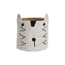 Korb DKD Home Decor Weiß Schwarz Naturfaser 37 x 37 x 40 cm 4 Kg