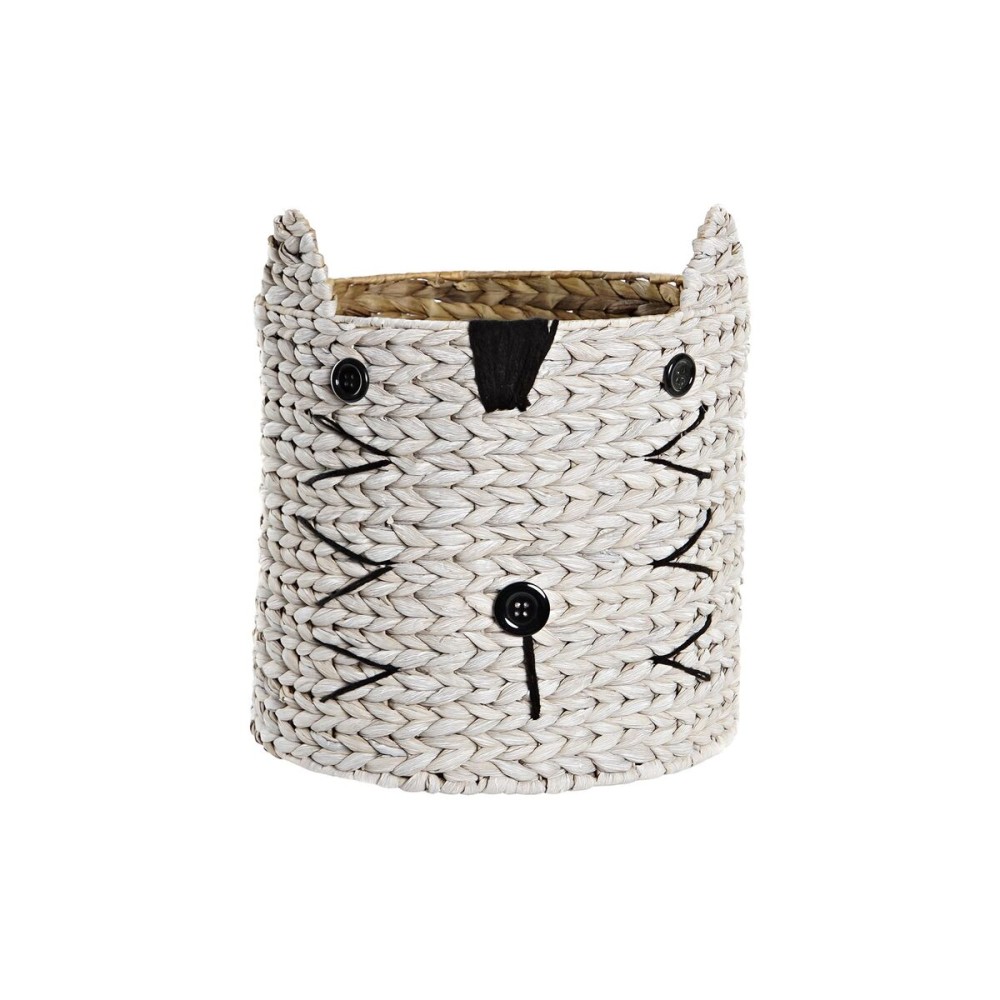 Panier DKD Home Decor Blanc Noir Fibre naturelle 37 x 37 x 40 cm 4 Kg