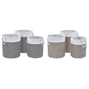 Korb-Set DKD Home Decor Weiß Braun Grau 40 x 40 x 49 cm 4 Kg 3 Stücke (2 Stück)