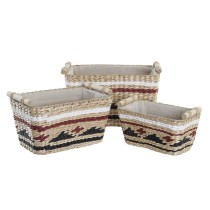 Set de basket DKD Home Decor Blanc Noir Bordeaux Naturel Fibre naturelle 39 x 27 x 24 cm 3 Pièces