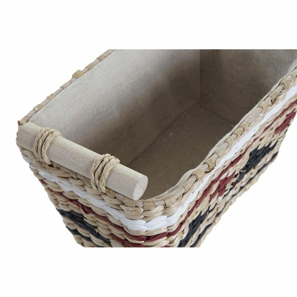 Korb-Set DKD Home Decor Weiß Schwarz Granatrot natürlich Naturfaser 39 x 27 x 24 cm 3 Stücke