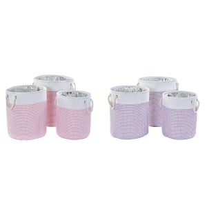 Basket set DKD Home Decor White Pink Lilac 40 x 40 x 49 cm 4 Kg 3 Pieces (2 Units)