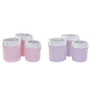 Set de basket DKD Home Decor Blanc Rose Lila 40 x 40 x 49 cm 4 Kg 3 Pièces (2 Unités)