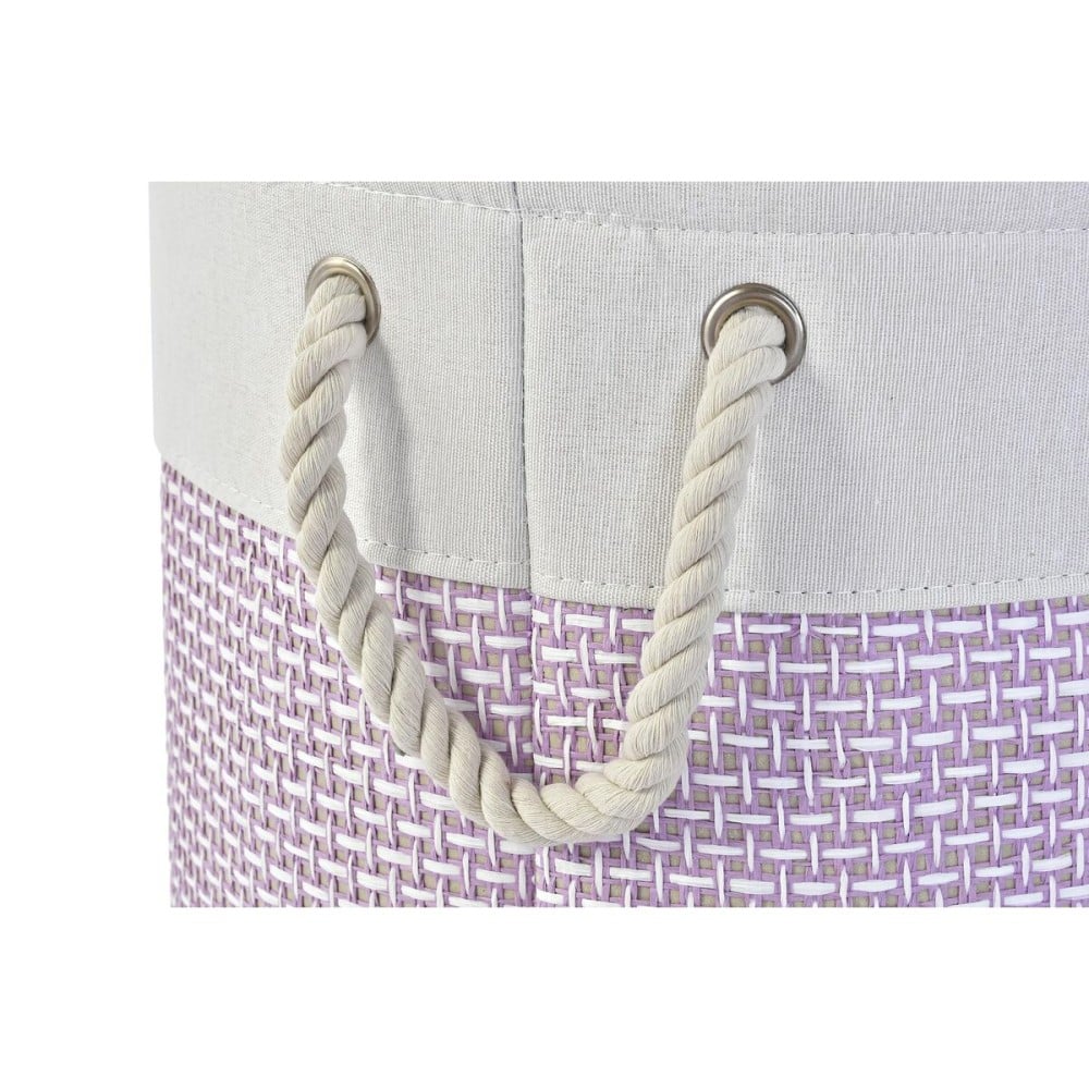 Basket set DKD Home Decor White Pink Lilac 40 x 40 x 49 cm 4 Kg 3 Pieces (2 Units)