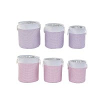 Set de basket DKD Home Decor Blanc Rose Lila 40 x 40 x 49 cm 4 Kg 3 Pièces (2 Unités)